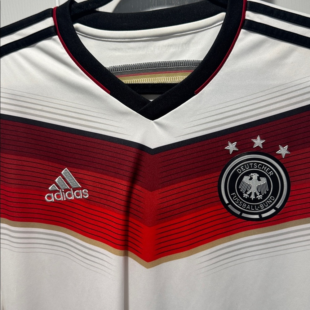 Adidas White Soccer Jersey with Red and Black Stripes - Picture 2 of 5